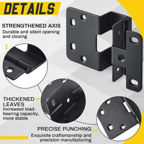 Close-up of 2 Pack Five Knuckle Door Hinges For Three Quarter Inch Doors, 270 Degree Institutional Hinge, black powder finish.