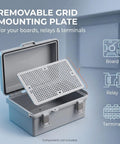 Rugged IP67 Outdoor Electrical Junction Box ABS Weatherproof Enclosure with removable grid mounting plate for boards and relays.
