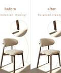 Comparison of chair before and after using Heavy Duty Adjustable Furniture Levelers With Anti Wobble Feet For Tables Chairs Cabinets Sofas