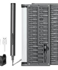 Compact Mini Electric Screwdriver Kit With 55 Bits, LED Light, Magnetic Tray, and USB Cable