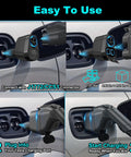 High End 2 In 1 Ccs To Nacs And J1772 To Tesla Adapter Pulls 250 Kw Fast Charges, showcasing easy connection steps for EV charging.