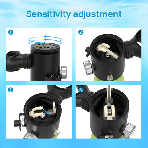 Sensitivity adjustment process for 0.5L Mini Scuba Tank DOT Certified Backup Air Pony Bottle For Underwater Shooting And Emergency Rescue Operations Reusable Lung Tank With Reliable Air Supply For Divers
