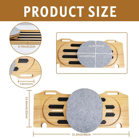 Sliding Transfer Board For Easy Wheelchair Transfers 31.5 By 12.6 Inch Wooden Board With Steel Track Pulley Turntable Product Size Diagram