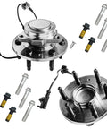2WD Front Wheel Bearing Hubs And Bolt Mountings For Silverado 1500 Sierra 1500 Tahoe Suburban Escalade ESV Avalanche Yukon XL Wheel Hub And Bearing Assembly Set Fits 2007 2014 6 Lug RWD Models showing components