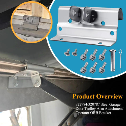 Garage Door Trolley Arm Attachment Orbital Bracket and Hardware Bag Kit for 5120 5140 9100 9600 Series Doors product image