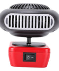 Heavy Duty 200 Watt Battery Powered Space Heater With Dual Heat Modes And 360 Swivel for Garages displayed from the side view.