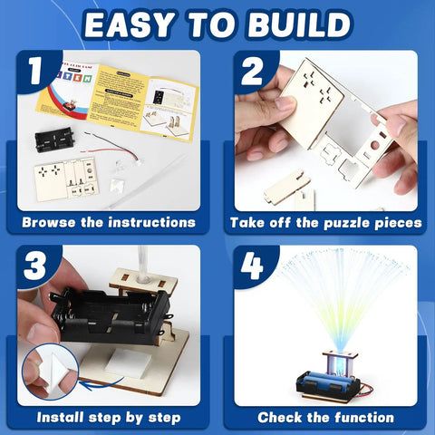 Six Pack Fiber Optic STEM Kits For Kids Ages Six To Twelve Hands On Light Craft Projects To Build Your Own Glowing Lamp With Fiber Optic Strands Easy Assembly Battery Not Included Classroom Set, step-by-step parts
