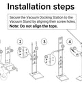 Installation steps for sturdy metal Dyson cordless vacuum stand docking station holder built to last with universal compatibility.