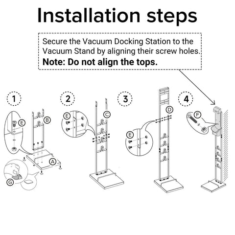 Installation steps for sturdy metal Dyson cordless vacuum stand docking station holder built to last with universal compatibility.