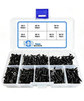 500 Pieces M3 Wood Screws Pan Round Head Black Self Tapping For Wood And Plastic Durable Black Carbon Steel Construction Beefed Up For Furniture Repair Cabinets And DIY Projects Phillips Drive Pack