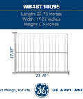 Range Oven Rack Replacement WB48T10095 OEM Quality Oven Rack dimensions illustration with silver steel construction