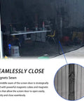 Garage Door Screen For 2 Car 16x7 Feet Retractable Magnetic Self Closing Mesh Net showing seamless magnetic closure