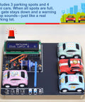 DIY Smart Parking System Soldering Kit with 4 mini cars and electronic components on board for hands-on tech education