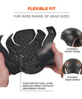 Hands holding Skullerz 8941 Mesh Dreadlock Tube And Bump Cap Insert Black Large X Large showing flexibility and impact protection.