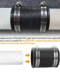 Flexible PVC Pipe Coupling With Rubber Hose Clamps For Flex Coupling 3 Inch Nominal Pipes shown with clamps tightened