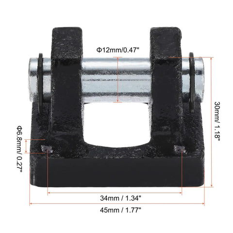 Two Pack Pneumatic Air Cylinder Rod Pivot Clevis Mounting Bracket For Rear Mounting, 45x45x30mm, 35mm Hole Spacing, Black Low-Carbon Steel, Durable Wear-Resistant Industrial Automation Part