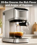 Knock Out Barista Level Shots With This 20 Bar Semi Automatic Espresso Machine Featuring Stainless Steel Build And Steam Wand For That Smooth Daily Brew That Hits Different Today, brewing espresso.
