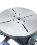 Heavy Duty Welding Positioner With VFD Display Handling Up To 1102 LB Horizontal Load For precise circumferential setup of a silver turntable.