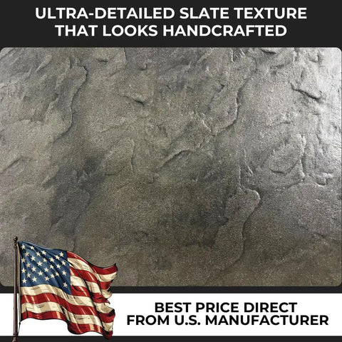 Durable Polyurethane Concrete Texture Roller For DIY And Pro Grade Projects 3 By 3 By 9 Inches Texturing Tool For Walkways Patios And Borders Concrete Stamping Roller Made In USA Long Lasting Imprint showing slate texture detail.