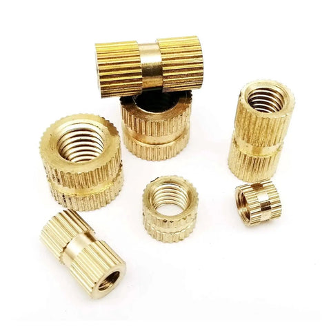 Knurled Threaded Inserts In Solid Brass M1.6 Through M5 For 3D Printer Builds Hot Melt Thread Insertion And Injection Molding 10 Or 25 Piece Pack