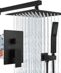 Oil Rubbed Bronze 12 Inch Rain Shower System With Handheld Spray, Wall Mount Shower Head, Rough In Valve And Trim Kit Included