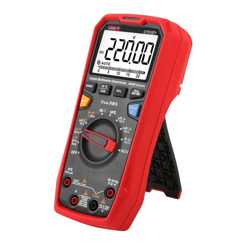 Pro Grade Digital Multimeter With True RMS, 22K Counts, 1000V AC DC Range, 20A Current, Tests Resistance, red handheld device