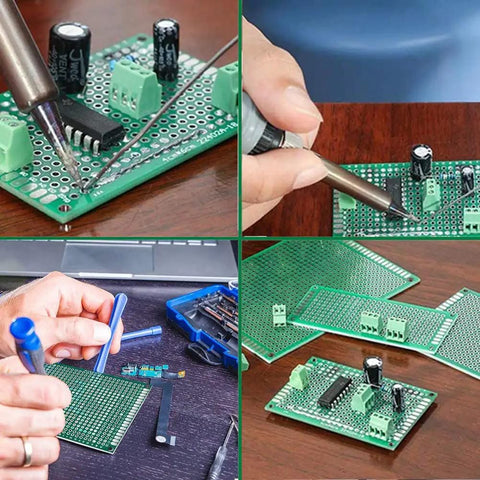 72x100mm DIN Rail Mount PCB Board for Arduino DIY Projects with soldering, insulated holes, and dual pitch terminals