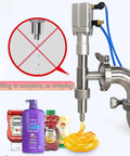 No Fuss Automatic Liquid Bottle Filling Machine With Drip Proof Stainless Steel Nozzle dispensing viscous sauce without dripping.