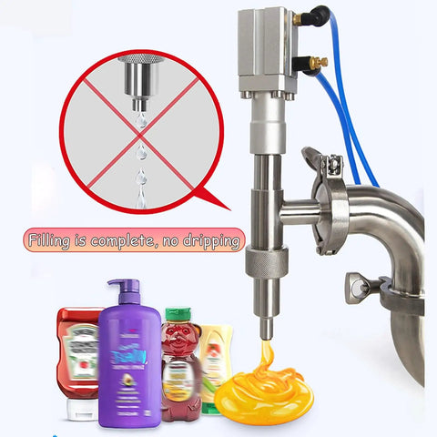 No Fuss Automatic Liquid Bottle Filling Machine With Drip Proof Stainless Steel Nozzle dispensing viscous sauce without dripping.