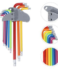 Premium 9pcs Colored Star Wrench Set Long Arm Steel Hex Keys Multi Function Spanner Kit for Heavy Duty Repair And Maintenance Jobs, color coded