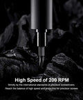 Close-up of Mini 23 In 1 Electric Screwdriver Set With Mixed Power and Auto Manual Modes in high-speed operation.