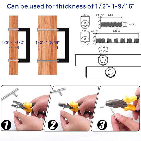 Dope 55 Pack 5 Inch Square Kitchen Cabinet Handles Matte Black Drawer Pulls installation and thickness guide.