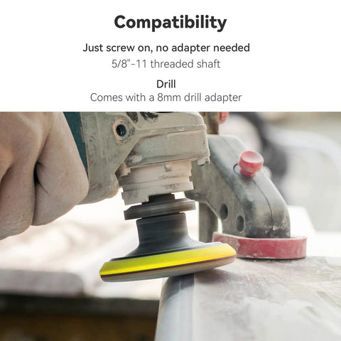 Using Five Inch Angle Grinder Sanding Disc Kit With Hook And Loop Backing Pad And Foam Buffing Pads on wood surface