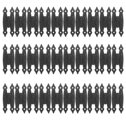 Retro Black Antique H Hinges Set For Cabinets And Drawers 3.5 Inch Metal Door Hinge With Rustic Hammered Texture Flush Mount