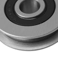 10 Pack U Shape Pulley Wheel 12 Mm ID 50 Mm OD 13 Mm Thick 10 Mm Slot Width 7.5 Mm Slot Depth Iron Bearing Steel Cable Pulley close-up