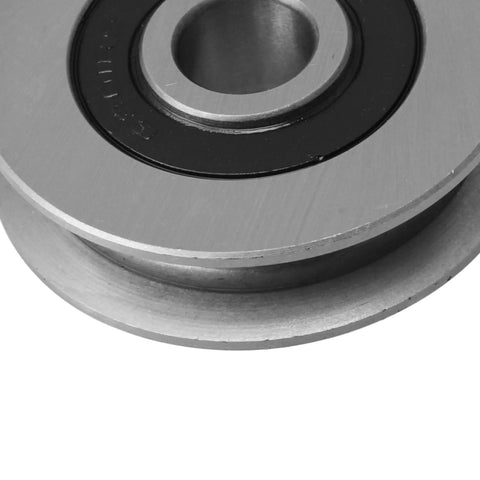 10 Pack U Shape Pulley Wheel 12 Mm ID 50 Mm OD 13 Mm Thick 10 Mm Slot Width 7.5 Mm Slot Depth Iron Bearing Steel Cable Pulley close-up