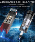 Laser module and milling cutter for 4540 Plus CNC Router Wood Engraver with 40W Laser Module Grbl Controlled Milling Machine.