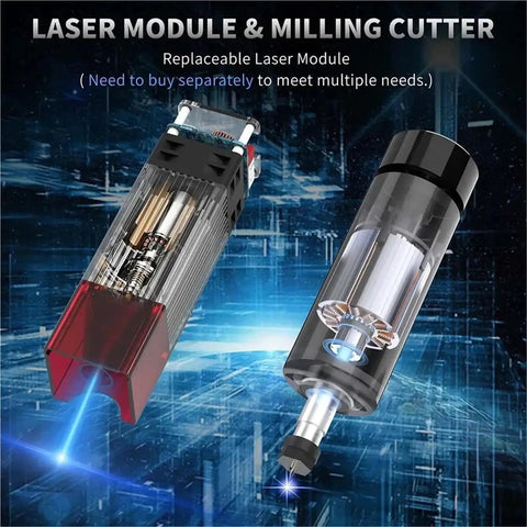 Laser module and milling cutter for 4540 Plus CNC Router Wood Engraver with 40W Laser Module Grbl Controlled Milling Machine.