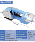 Heavy Duty Electric Strapping Machine With Hot Melt Welding and Adjustable Tension, 34cm long, compact and portable design.