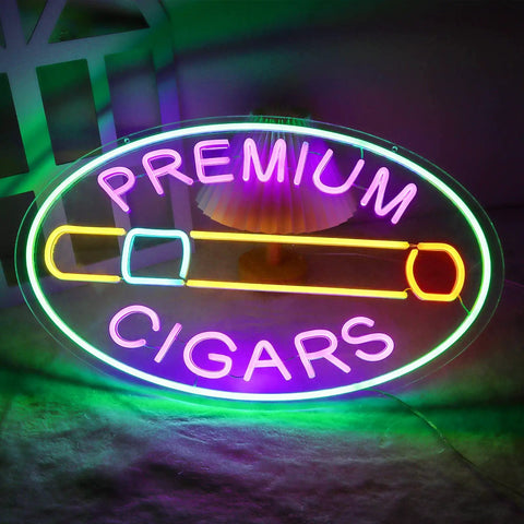 Large Cigar Neon Sign For Bars And Smoke Shops Dimmable Purple LED Light Display For Cigar Lounges Tobacco Shop Decor