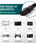 Beefy 3 Prong Replacement Power Cord 20 Ft Heatproof Flexible Durable AC Cable For Appliances Computer TV Monitor Printer 125V 10A ETL Listed 18AWG With Tie Straps demonstrating compatibility with appliances
