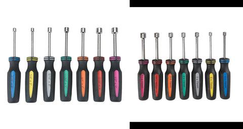 14 Piece SAE And Metric Nut Driver Set With Color Coded Nonslip TPR Grips And 3 Inch Hollow Shaft For Auto Mechanics And Pro Shops display