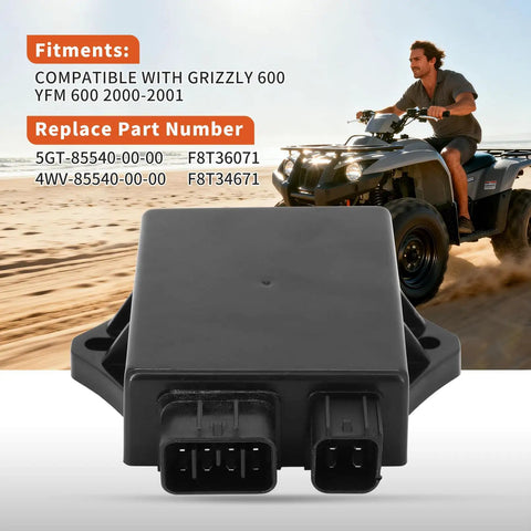 CDI Box Kit For Yamaha Grizzly 600 YFM 600 2000 2001 Replacement OEM 5GT 85540 00 00 And 4WV 85540 00 00 resting on table