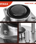 Close-up of Rear Wheel Bearing And Hub Assembly for Toyota Corolla 2003 to 2008 Matrix Celica 2000 to 2005 and Pontiac Vibe Five Lug Front Wheel Drive Non ABS Replacement Quick Fit showing studs and base.