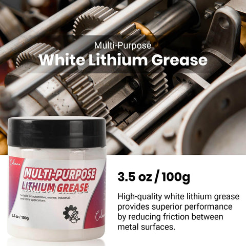 All Purpose White Lithium Grease 3.5 Oz With Two Brushes, Waterproof And Rust Resistant, High Temperature Safe for metal parts