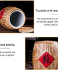 Solid Ceramic Rice Bucket Jar With Lid, Airtight Food Storage Crock For Grains Snacks Coffee Beans Dispenser, Gotta Have Kitchen Flex That Seals Up Freshness Tight All Day Long, showing smooth glazed interior.