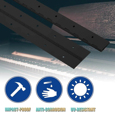 Heavy Duty 6 Inch Black Stainless Steel 304 Continuous Piano Hinges Set Of 6 For Cabinet Doors And Boat Applications, matte finish