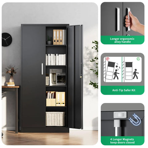 Heavy Duty Metal Storage Cabinet With Locking Doors 71 Inch Tall Steel Locker Organizer Featuring Adjustable Shelves For Garage Shop Or Office Durable As Nails And Straight Bulletproof Build