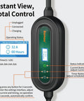 Hella Smooth Level 2 Ev Charger With 32 Amp Charge And Built In Wifi display showing current and timer settings, control buttons visible.