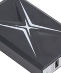 Portable Mini Ups Battery Backup 10400Mah shown from above, sleek black design, ideal for keeping routers and cameras powered.